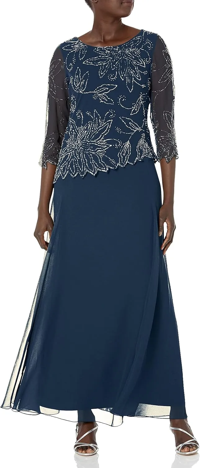 J Kara Women's BOAD Neck Asymetrical Beaded Dress