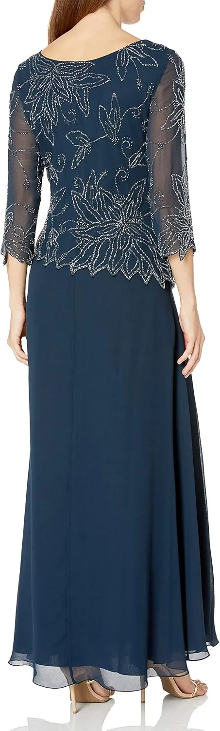 J Kara Women's BOAD Neck Asymetrical Beaded Dress