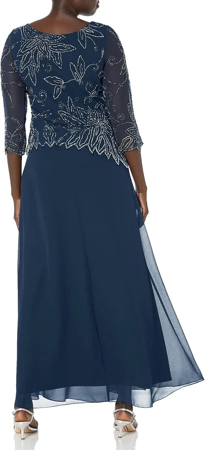 J Kara Women's BOAD Neck Asymetrical Beaded Dress