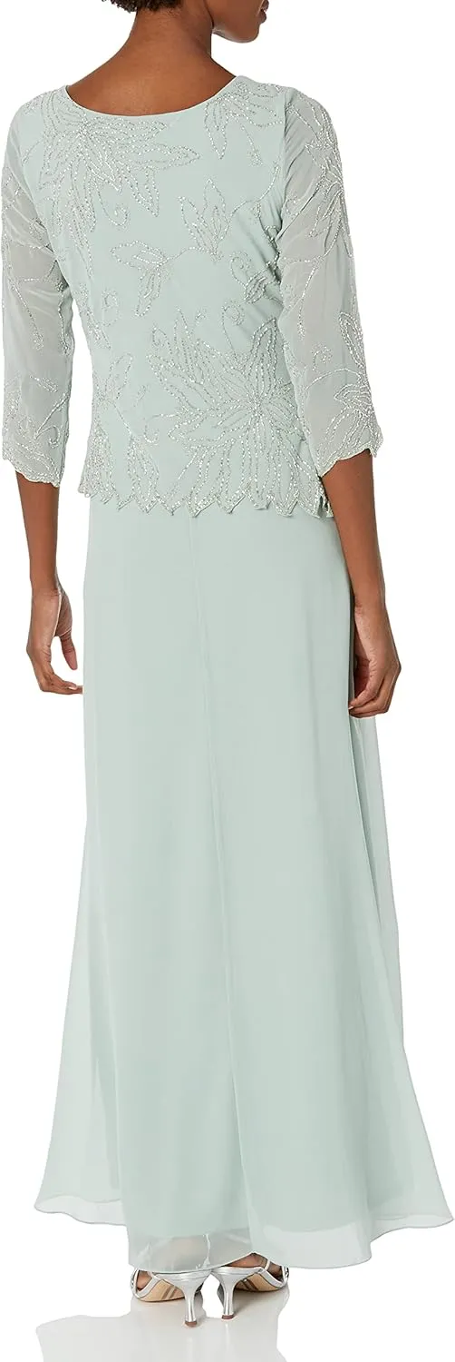 J Kara Women's BOAD Neck Asymetrical Beaded Dress