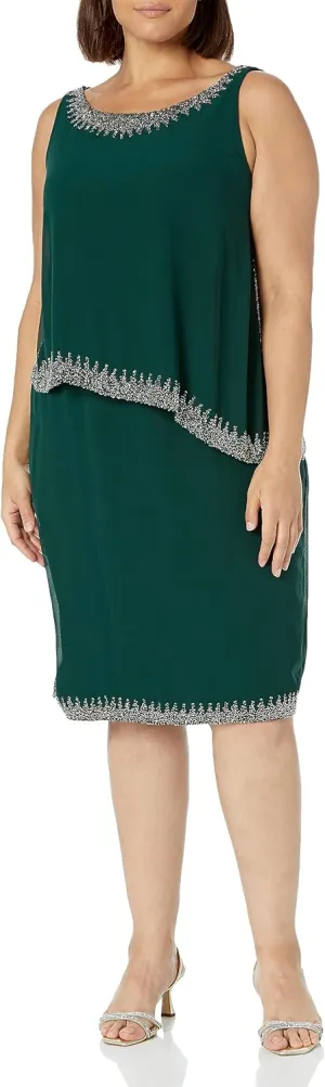 J Kara Women's Short Cocktail Blouson Straight Fit Dress
