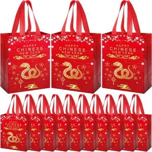 JaGely 30 Pcs Chinese New Year Gift Bags with Handle Lunar New Year Gift Bags Spring Festival Goodie Treat Party Supplies for Family Neighbor Friend(Classic)