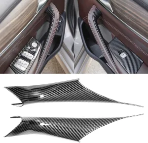 Jaronx Compatible with BMW 5 Series G30 G31 Door Handle Covers 2017-2022, Carbon Fiber Pattern Interior Door Pull Handle Covers Compatible with BMW 5 G30/G31 518d,520d,520i,525d,530d,530e,530i,540i
