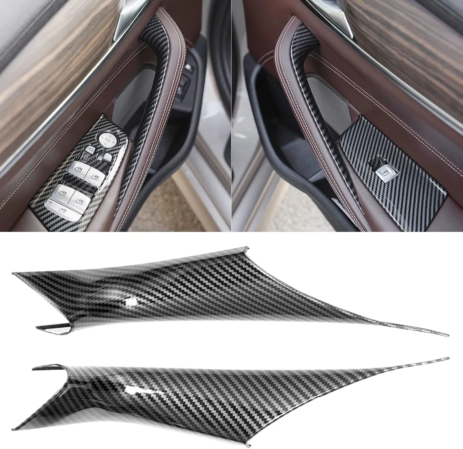 Jaronx Compatible with BMW 5 Series G30 G31 Door Handle Covers 2017-2022, Carbon Fiber Pattern Interior Door Pull Handle Covers Compatible with BMW 5 G30/G31 518d,520d,520i,525d,530d,530e,530i,540i