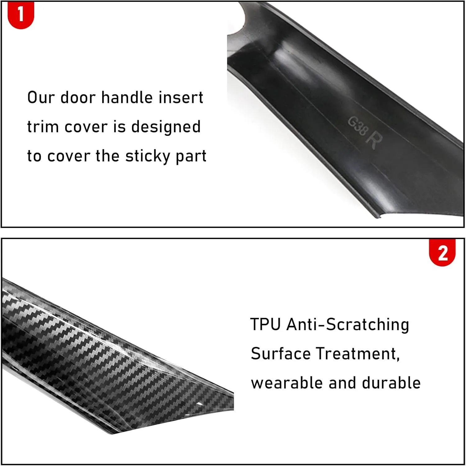 Jaronx Compatible with BMW 5 Series G30 G31 Door Handle Covers 2017-2022, Carbon Fiber Pattern Interior Door Pull Handle Covers Compatible with BMW 5 G30/G31 518d,520d,520i,525d,530d,530e,530i,540i