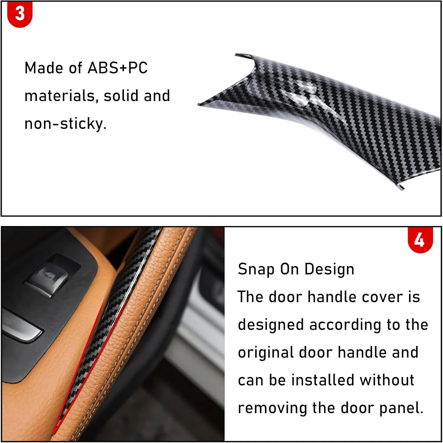 Jaronx Compatible with BMW 5 Series G30 G31 Door Handle Covers 2017-2022, Carbon Fiber Pattern Interior Door Pull Handle Covers Compatible with BMW 5 G30/G31 518d,520d,520i,525d,530d,530e,530i,540i
