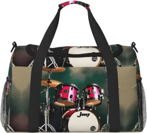 Jazz drum print Weekender Overnight Carry On Bag Gym Luggage Bag Duffel Bag for Travel Women