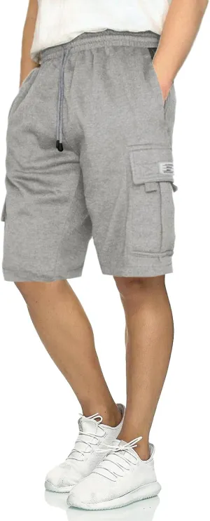 JMIERR Mens Cargo Sweat Shorts - Casual Drawstring Elastic Waist Cotton Athletic Workout Gym Jogger Shorts with 5 Pockets