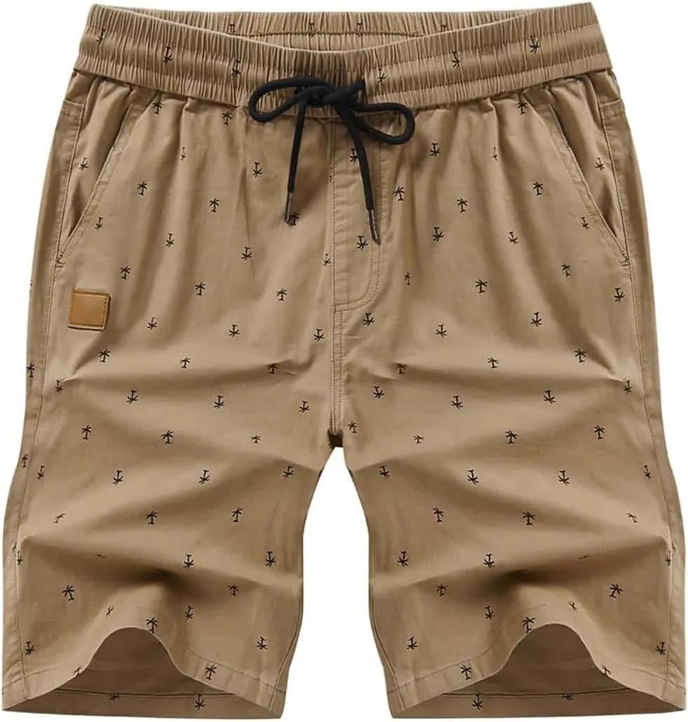 JMIERR Mens Casual Shorts - Cotton Drawstring Summer Beach Stretch Twill Chino Golf Shorts