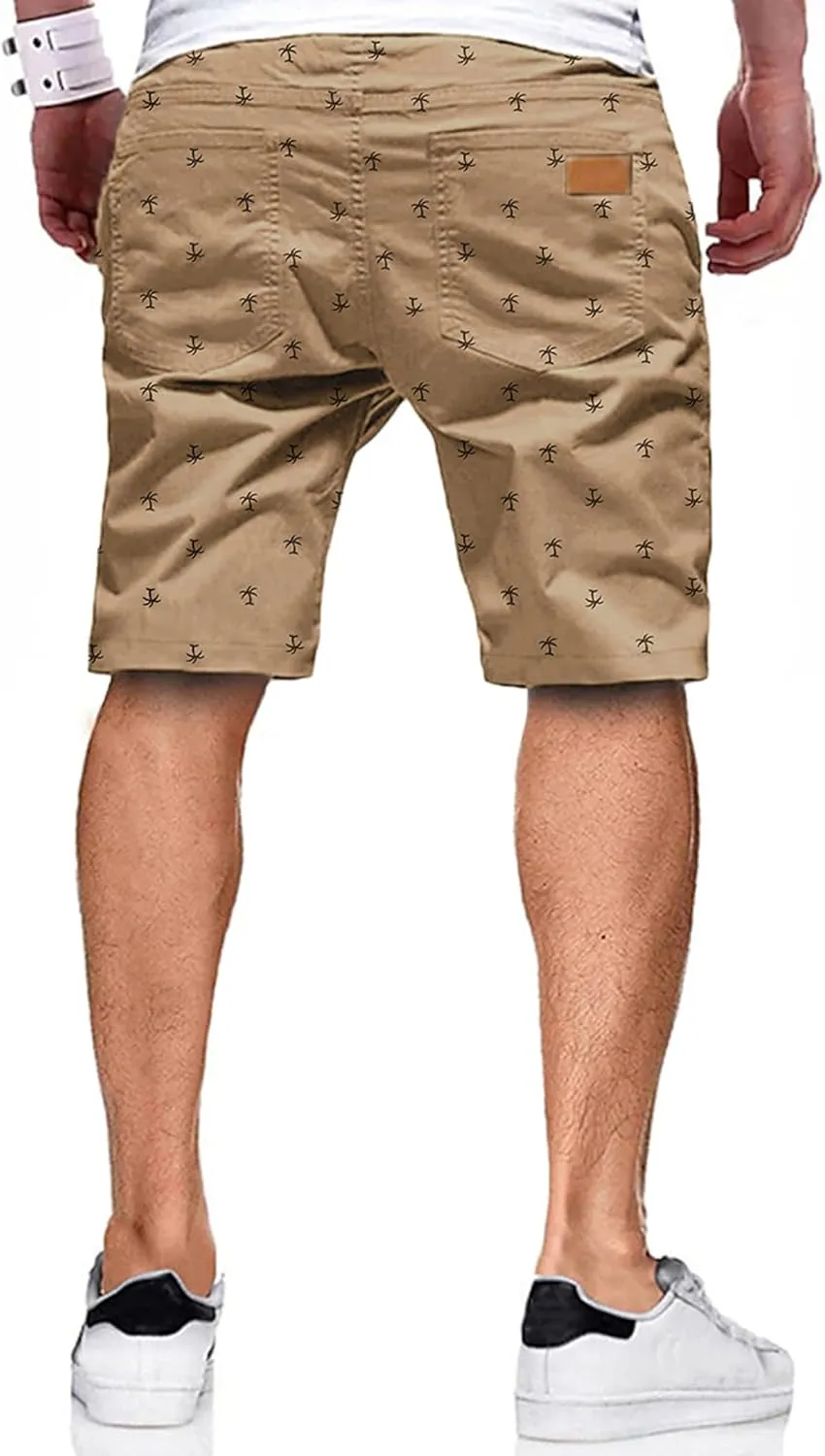 JMIERR Mens Casual Shorts - Cotton Drawstring Summer Beach Stretch Twill Chino Golf Shorts