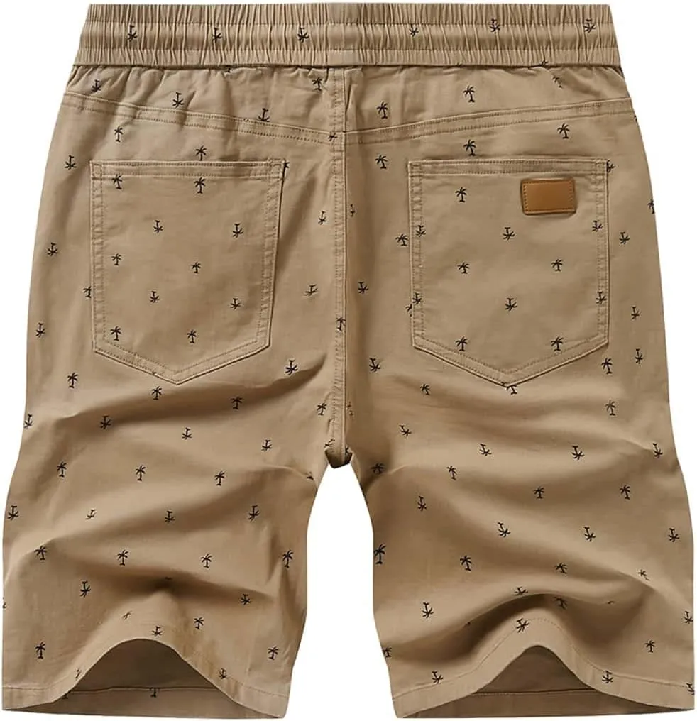 JMIERR Mens Casual Shorts - Cotton Drawstring Summer Beach Stretch Twill Chino Golf Shorts