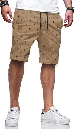 JMIERR Mens Casual Shorts - Cotton Drawstring Summer Beach Stretch Twill Chino Golf Shorts