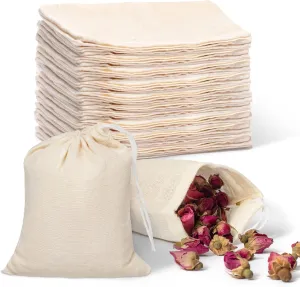 JW CRAFT Reusable Cotton Muslin Drawstring Bags 6x8 Inches 50 Pack Floral Pattern Gift Bags for Multiple Occasions