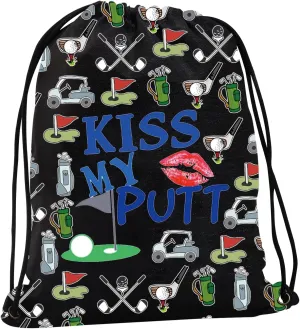 JYTAPP Golfer Drawstring Backpack Gym String Bag Golf Lover Kiss My Putt Golfing Bag Golf Vibes Life Gift