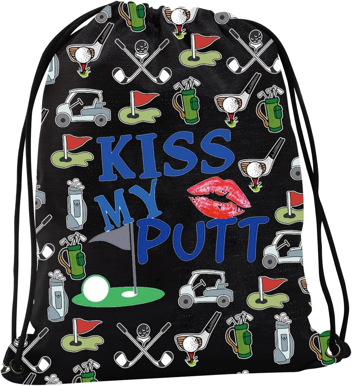 JYTAPP Golfer Drawstring Backpack Gym String Bag Golf Lover Kiss My Putt Golfing Bag Golf Vibes Life Gift