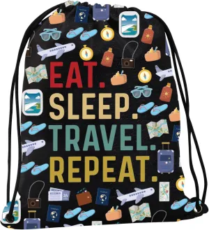 JYTAPP Holiday Vacay Drawstring Bag Traveler Gift Eat Sleep Travel Repeat Backpack Vacation Trip Gift World Traveler Gift