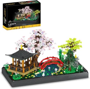 kanglejia Japanese Zen Gardens and Meditation Cherry Blossom Garden Pavilion Bridge Mini Building Blocks Set Bonsai Trees Building Set for Adults and Kids Toy Building Sets (2280 Pcs)
