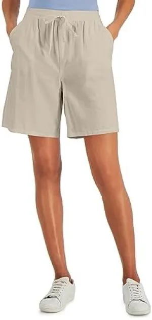 Karen S Gemma Cotton Drawstring Bermuda Shorts