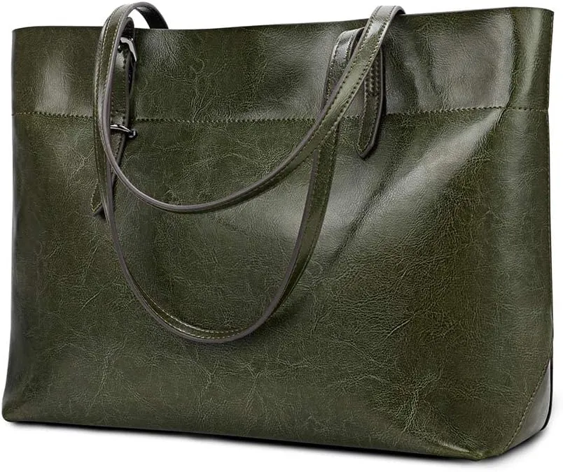 Kattee Vintage Genuine Leather Tote Shoulder Bag for Women Satchel Handbag with Top Handles