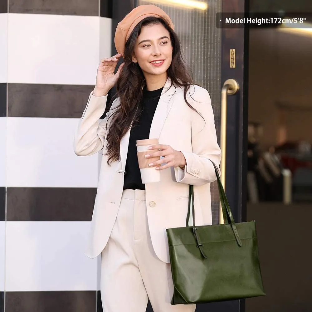 Kattee Vintage Genuine Leather Tote Shoulder Bag for Women Satchel Handbag with Top Handles