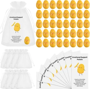 Kavoc 100 Sets Inspirational Potato Bulk Mini Resin Cute Realistic Potato with Funny Card Organza Bag Positive Emotional Support for Employee Coworker Staff Teacher Team Gift