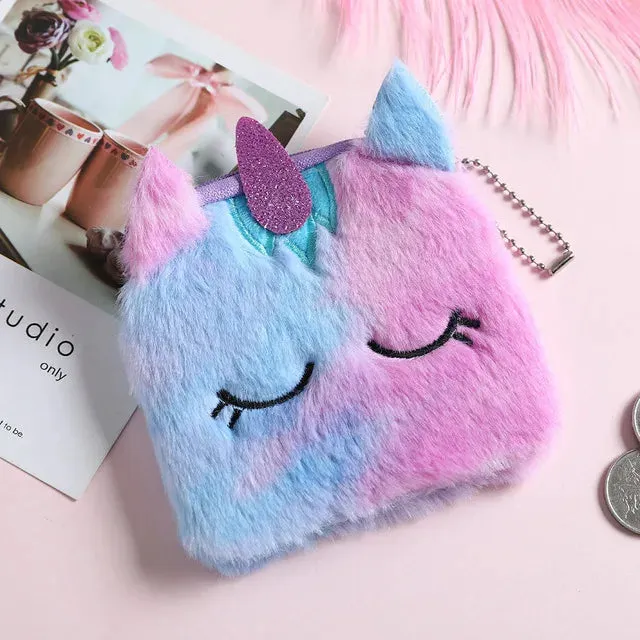 Kawaii Unicorn Plush Crossbody Purse 🦄✨ Fluffy Rainbow Handbag for Little Girls 🌈💖 Cute Cartoon Furry Shoulder Bag