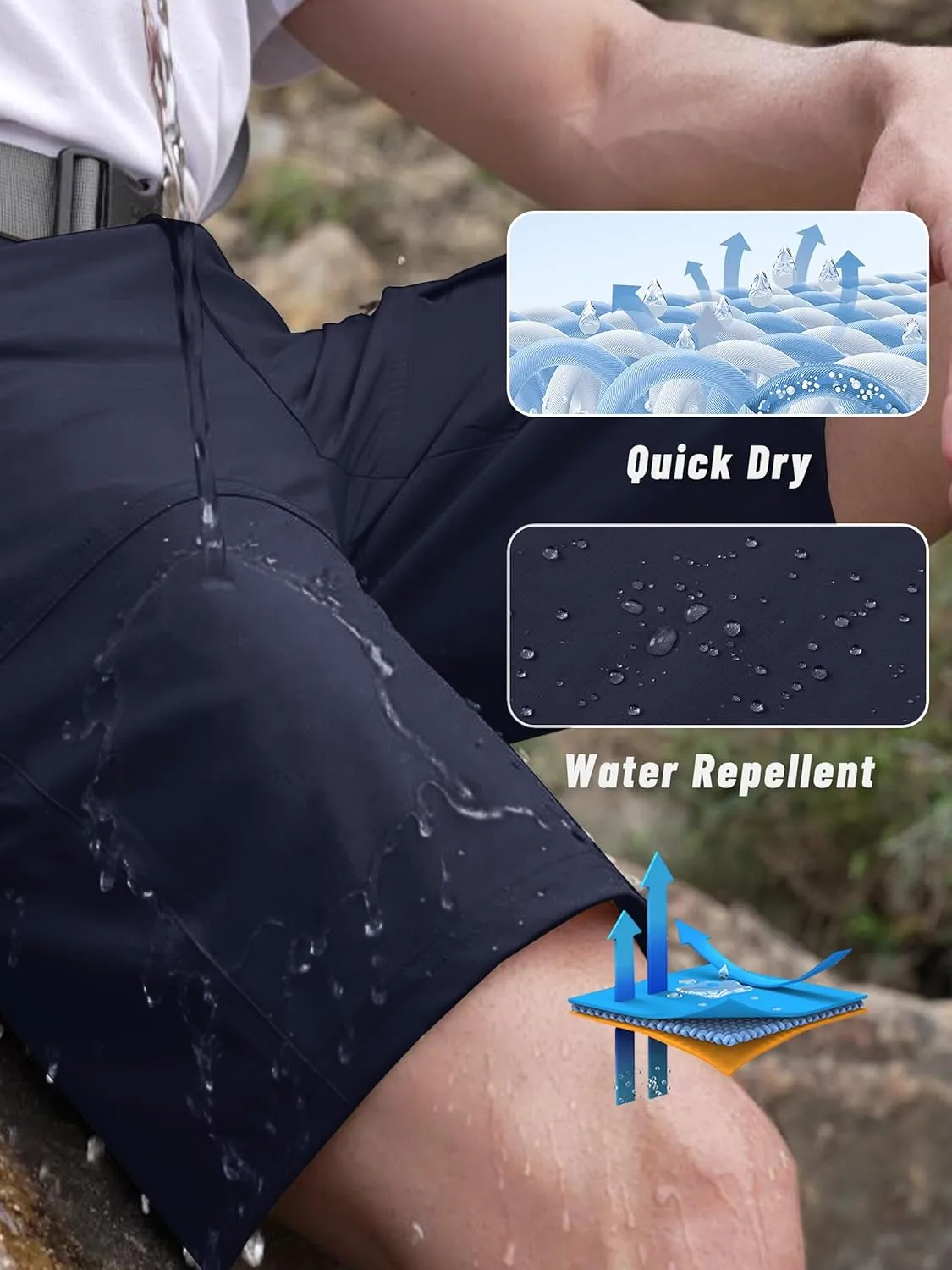 KEFITEVD Men's Hiking Shorts Outdoor Casual Quick Dry Water Resistant Lightweight Cargo Fishing Tactical Shorts