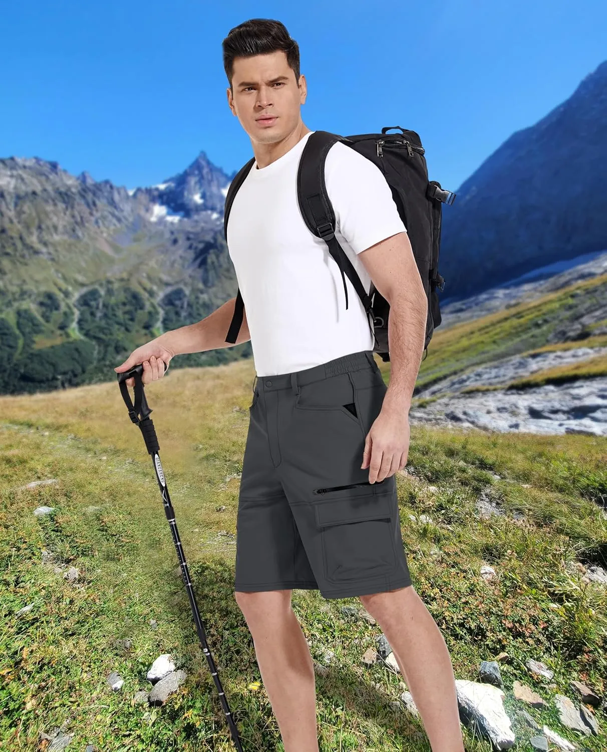 KEFITEVD Men's Hiking Shorts Outdoor Casual Quick Dry Water Resistant Lightweight Cargo Fishing Tactical Shorts