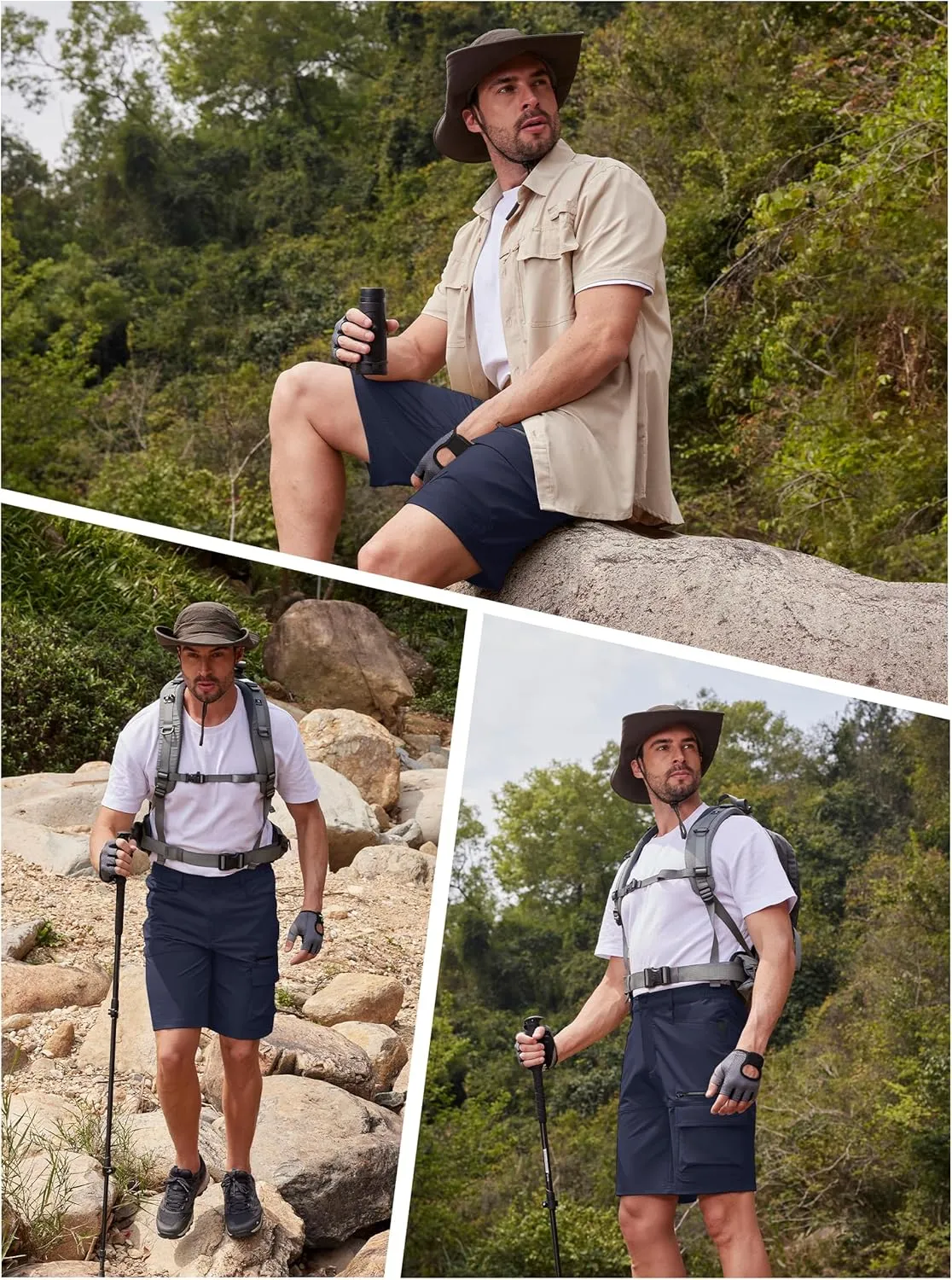 KEFITEVD Men's Hiking Shorts Outdoor Casual Quick Dry Water Resistant Lightweight Cargo Fishing Tactical Shorts