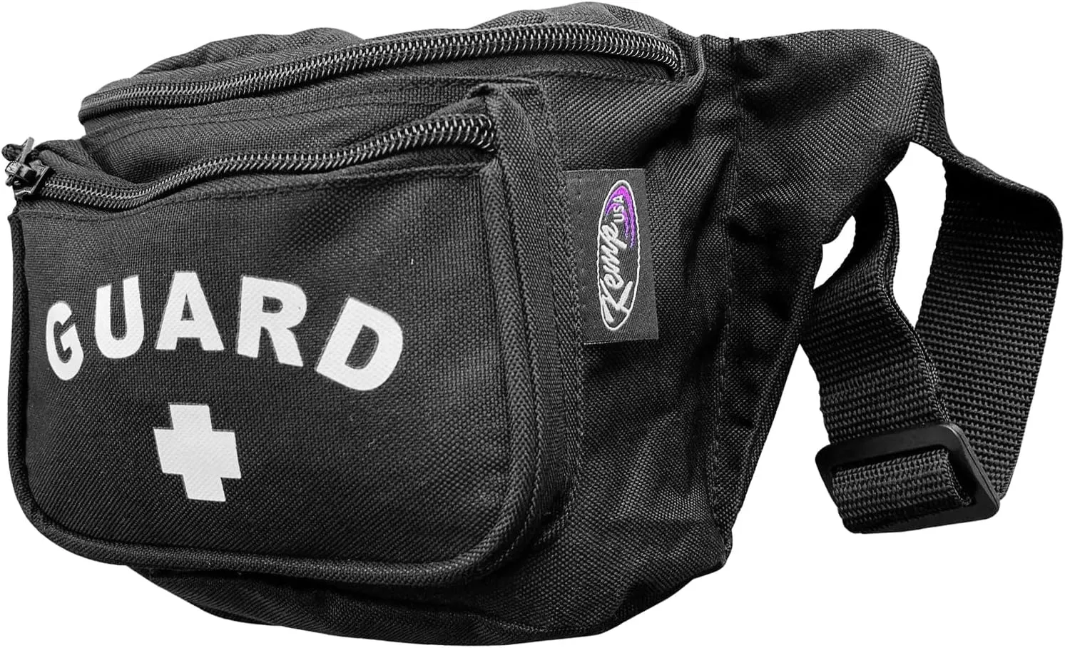 Kemp USA – Lifeguard Fanny Pack/Hip Pack with GUARD Logo - Water-Resistant and Durable Waist Bag for Medical Supplies & Lifeguard Gear - Black