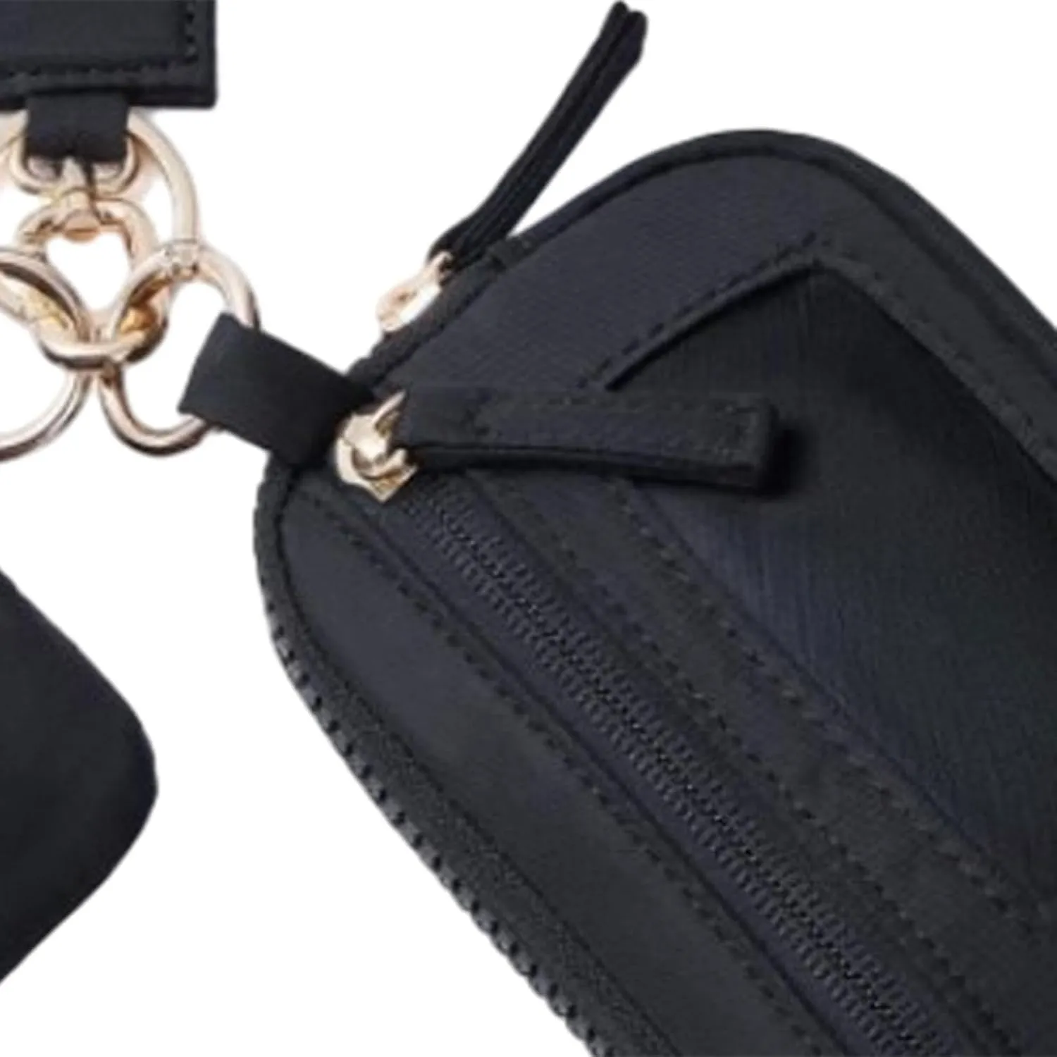 Keychain Wristlet Wallet Small Wallet with Keyring Trendy Waterproof Double Pouch Purse for Travel Trekking Backpacking Camping, Black