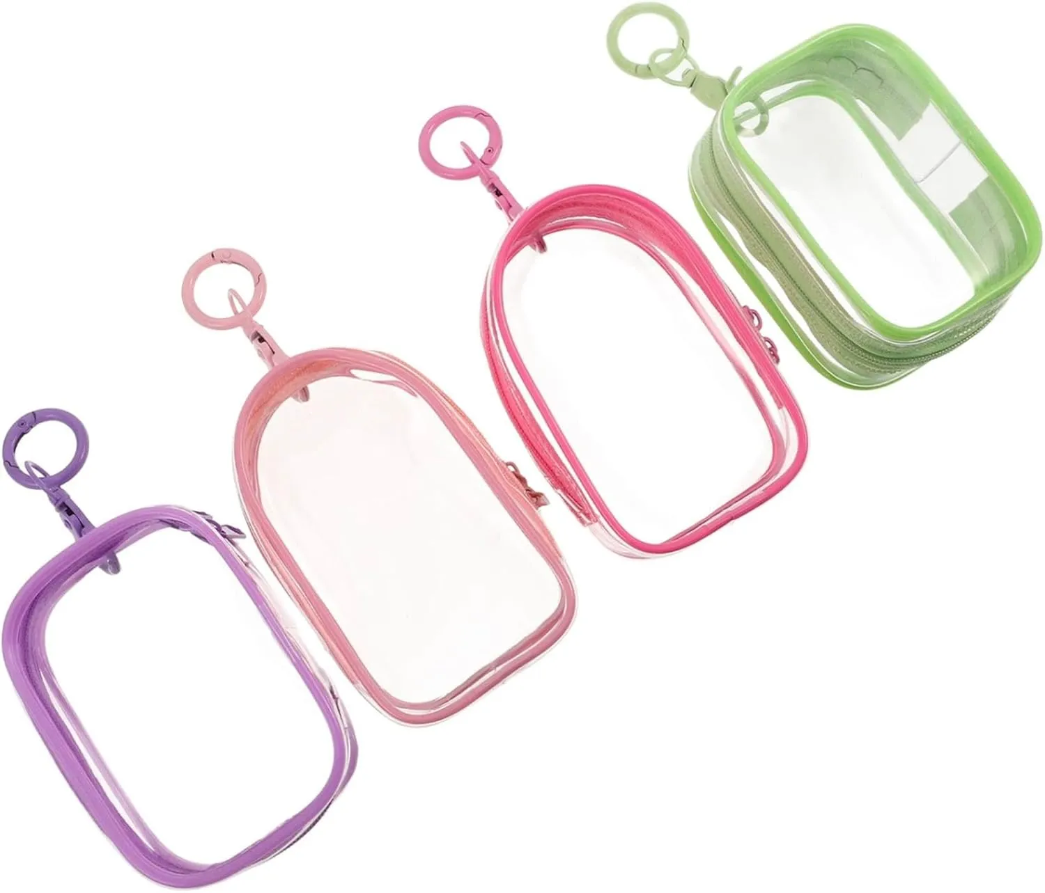 KICHOUSE 4pcs Mini Figures Keychain Bag Portable Display Pouch for Dolls Toys Waterproof PVC Storage Bag for Collectibles