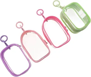 KICHOUSE 4pcs Mini Figures Keychain Bag Portable Display Pouch for Dolls Toys Waterproof PVC Storage Bag for Collectibles