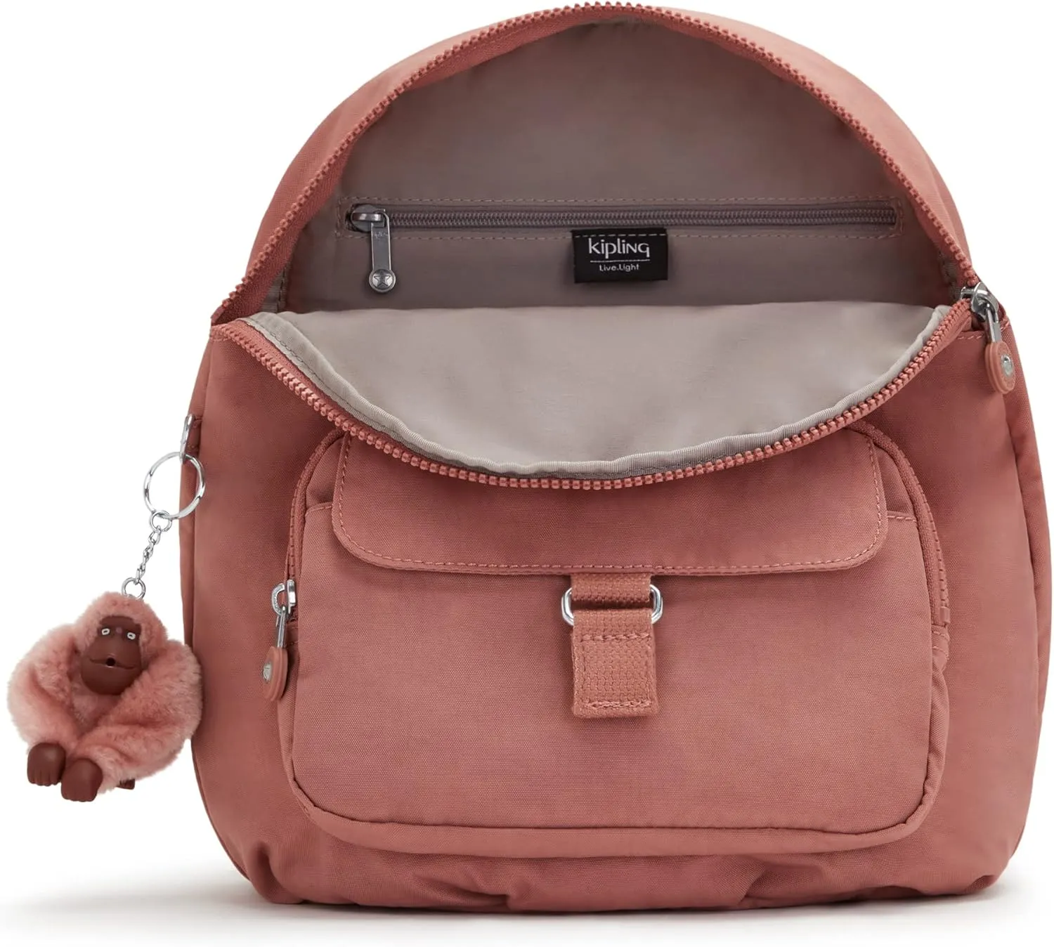 Kipling Women's Queenie Backpack, Adjustable Backpack Straps, Monkey Keychain, Key Clasp, Top Carry Handle