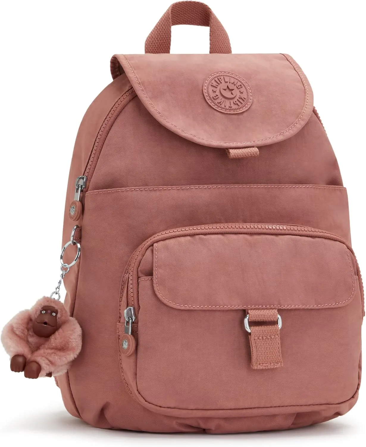 Kipling Women's Queenie Backpack, Adjustable Backpack Straps, Monkey Keychain, Key Clasp, Top Carry Handle