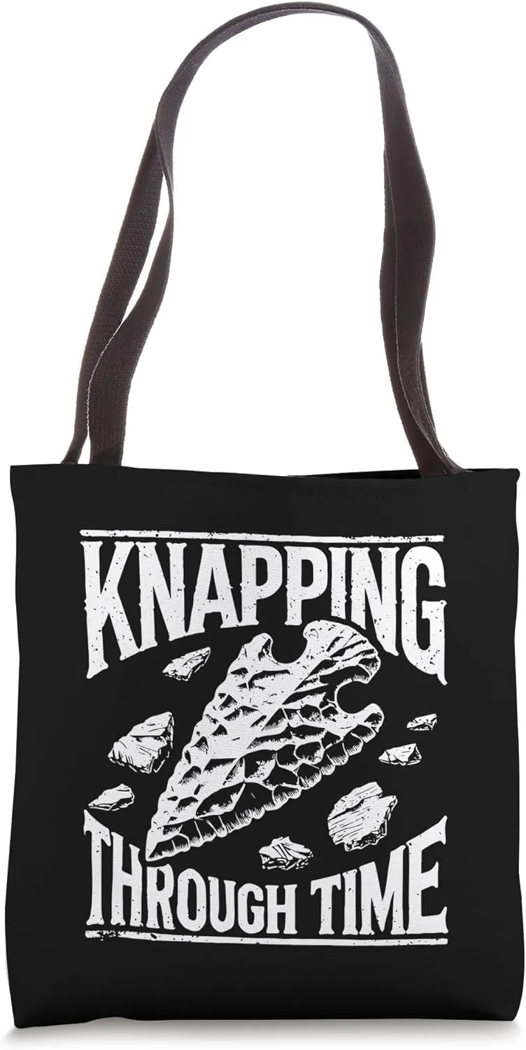 Knapping Through Time - Funny Arrowhead Hunting Tote Bag