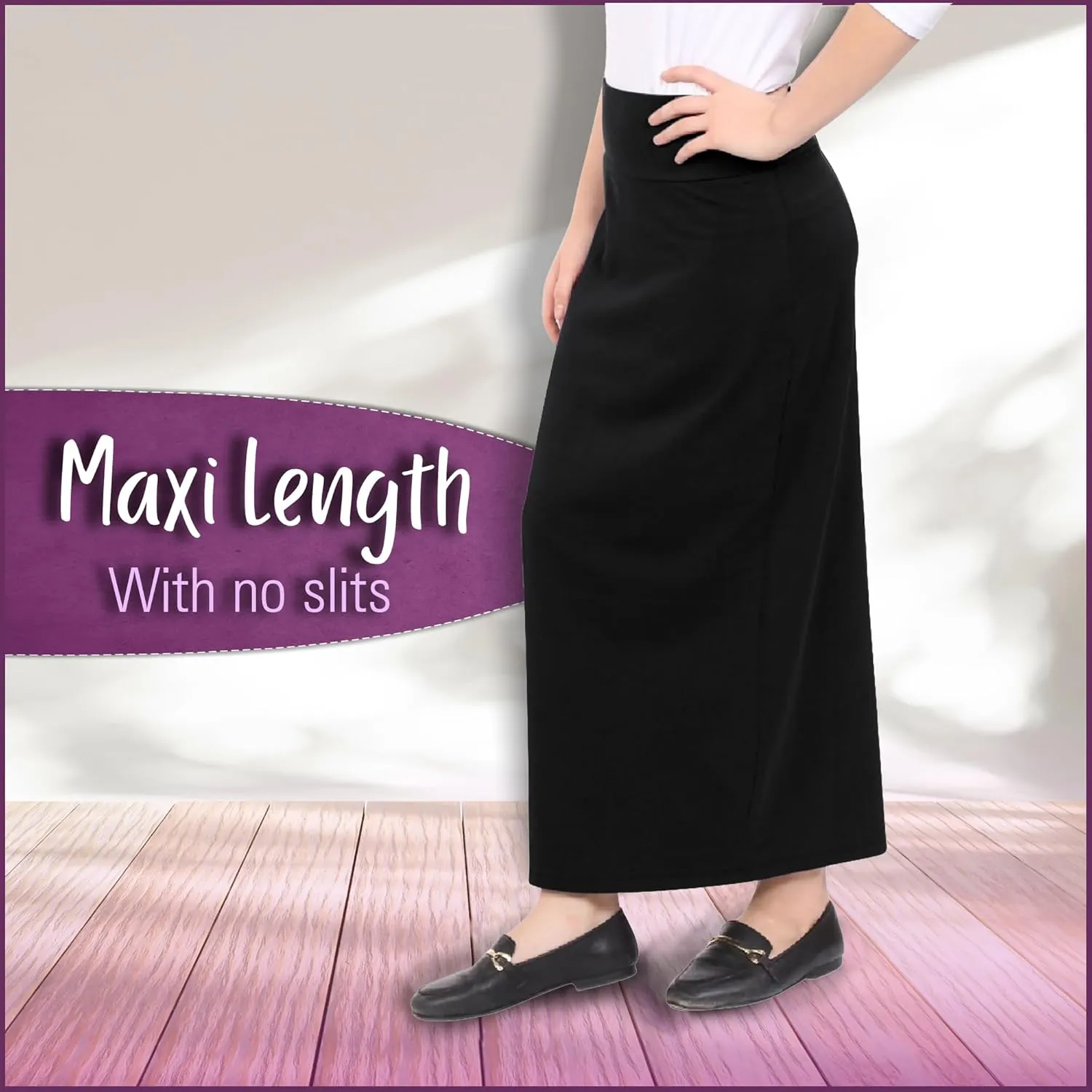Kosher Casual Women's Modest Cotton Stretch Long Maxi Pencil Skirt