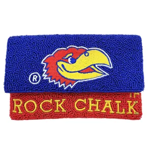 KU ROCK CHALK JAYHAWK UNIVERSITY OF KANSAS MINI CLUTCH