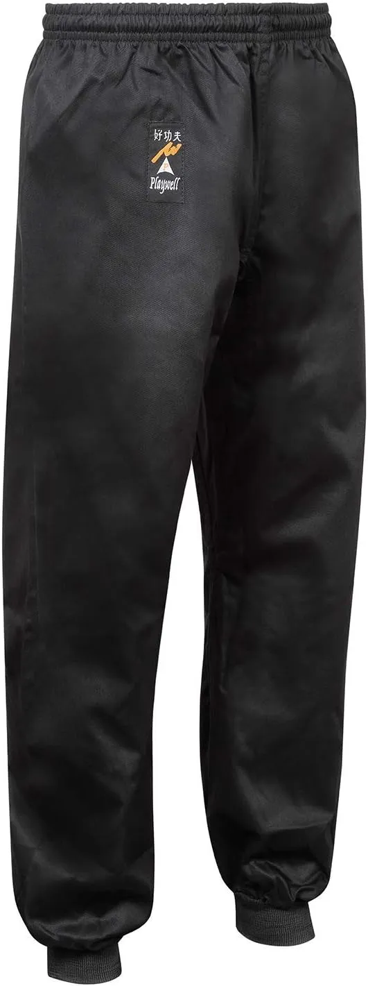 Kung Fu Black 100% Cotton Cuffed Trousers