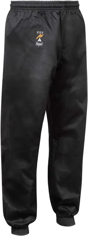 Kung Fu Black 100% Cotton Cuffed Trousers