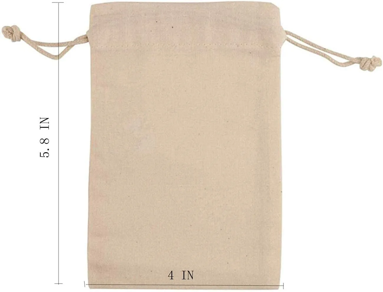 KUPOO 50PS Cotton Bags Cotton Muslin Bags Drawstring Muslin Bag for Wedding Party Favor (4 x 5.8 Inch)