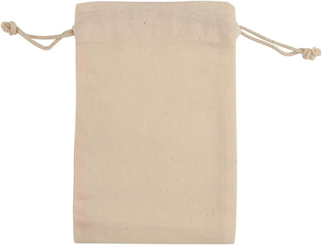 KUPOO 50PS Cotton Bags Cotton Muslin Bags Drawstring Muslin Bag for Wedding Party Favor (4 x 5.8 Inch)