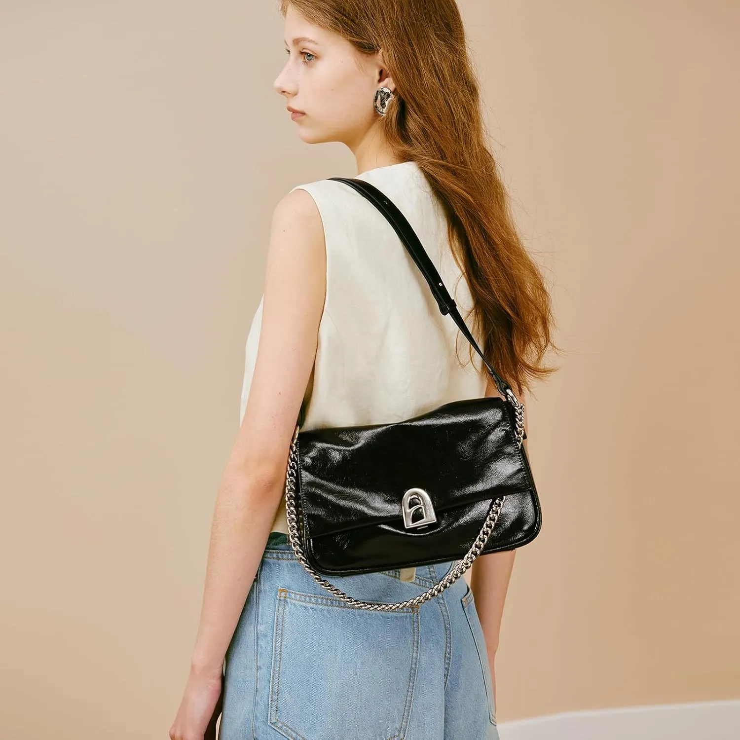 LA FESTIN Leather Crossbody Purse for Women Small Shoulder Bag with Adjustable Strap Trendy Designer Purses and Handbags