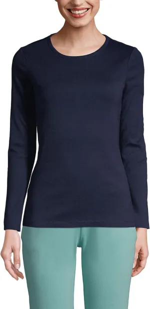 Lands' End Women's Cotton Rib Knit T-Shirt