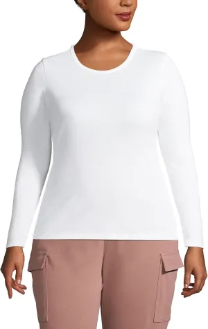Lands' End Women's Cotton Rib Knit T-Shirt