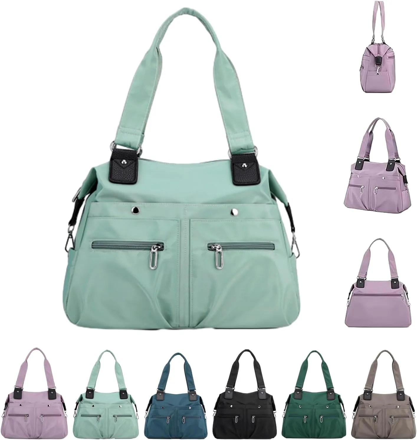 Langrents Nylon Tote Bag, Langrents Large Capacity Waterproof Multi Pocket Shoulder Bag, Womens Messenger Travel Bag