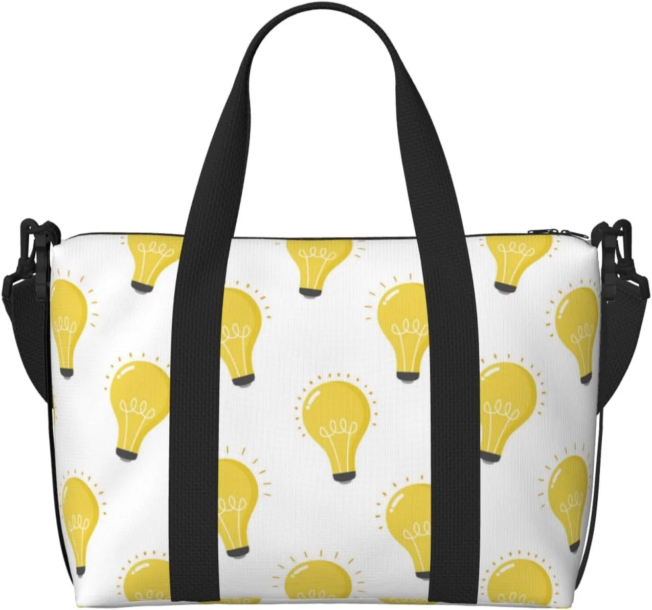 Laptop Tote Bag for Women Work - yellow Light Bulb Print Gym Bag for Women Men, Crossbody Travel Bags for Women Men Carry On, Weekender Bags for Women Travel