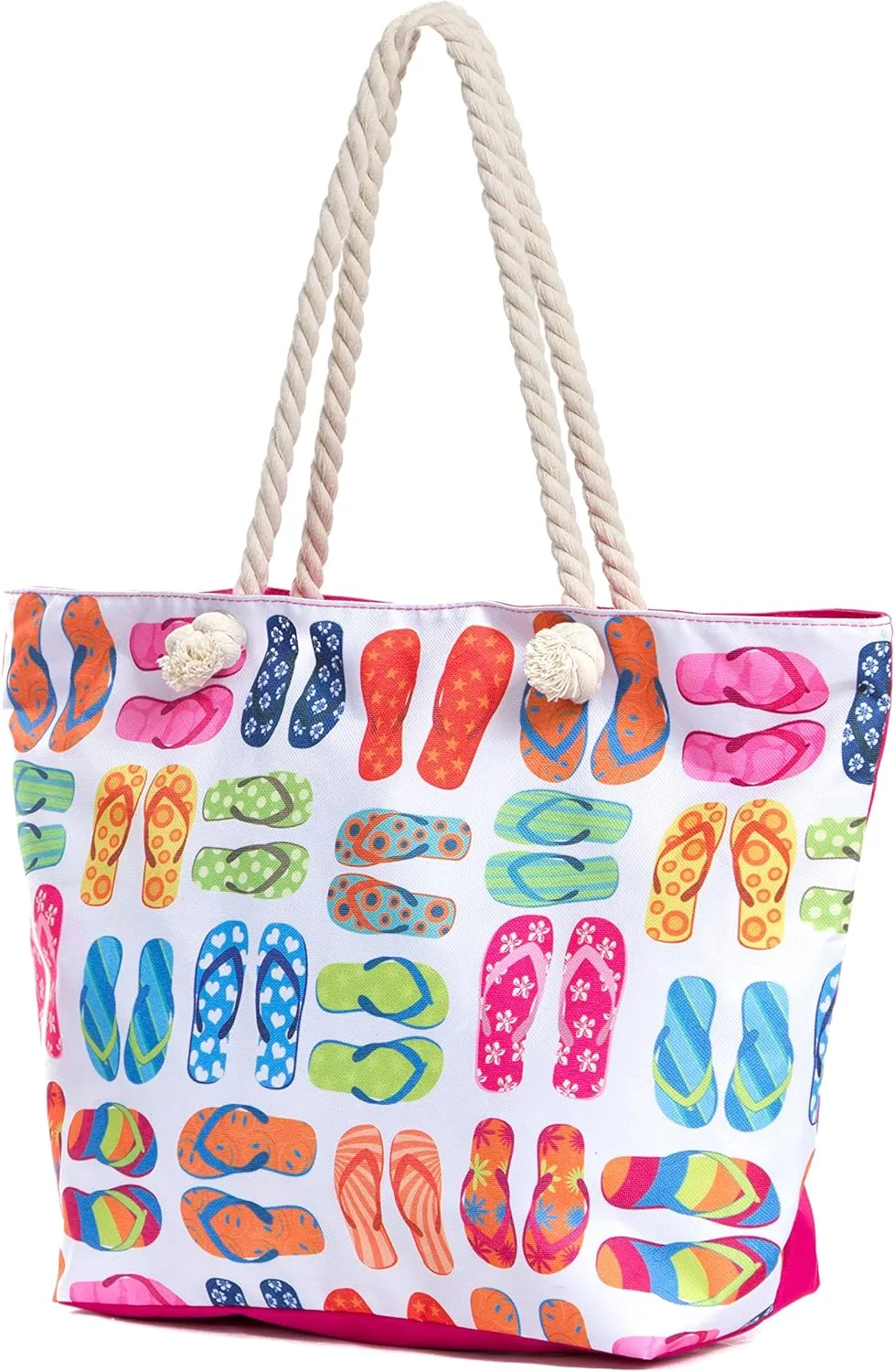 Large Beach Tote Bag, Top Zipper Boat Bag