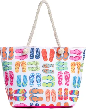 Large Beach Tote Bag, Top Zipper Boat Bag
