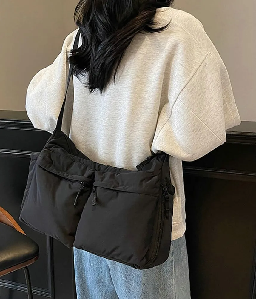 Large Crossbody Tote Bags Waterproof Nylon Shoulder Bag Multi-Pockets Sling Purse Messenger Bags Casual Work Handbag
